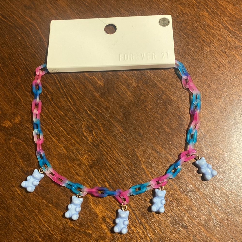 Gummy Bear Blue Purple Chain Necklace